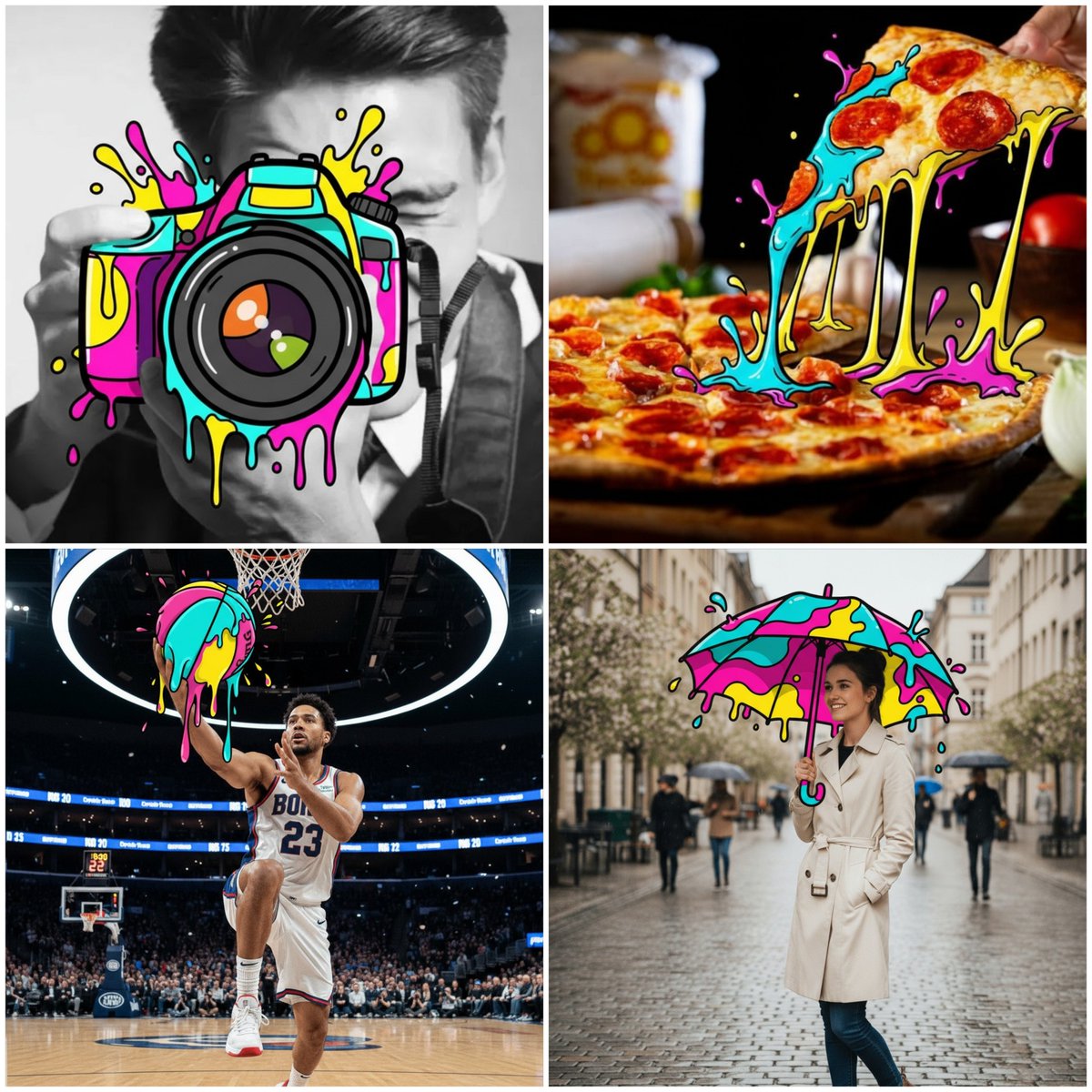 物体变成大胆的卡通滴水