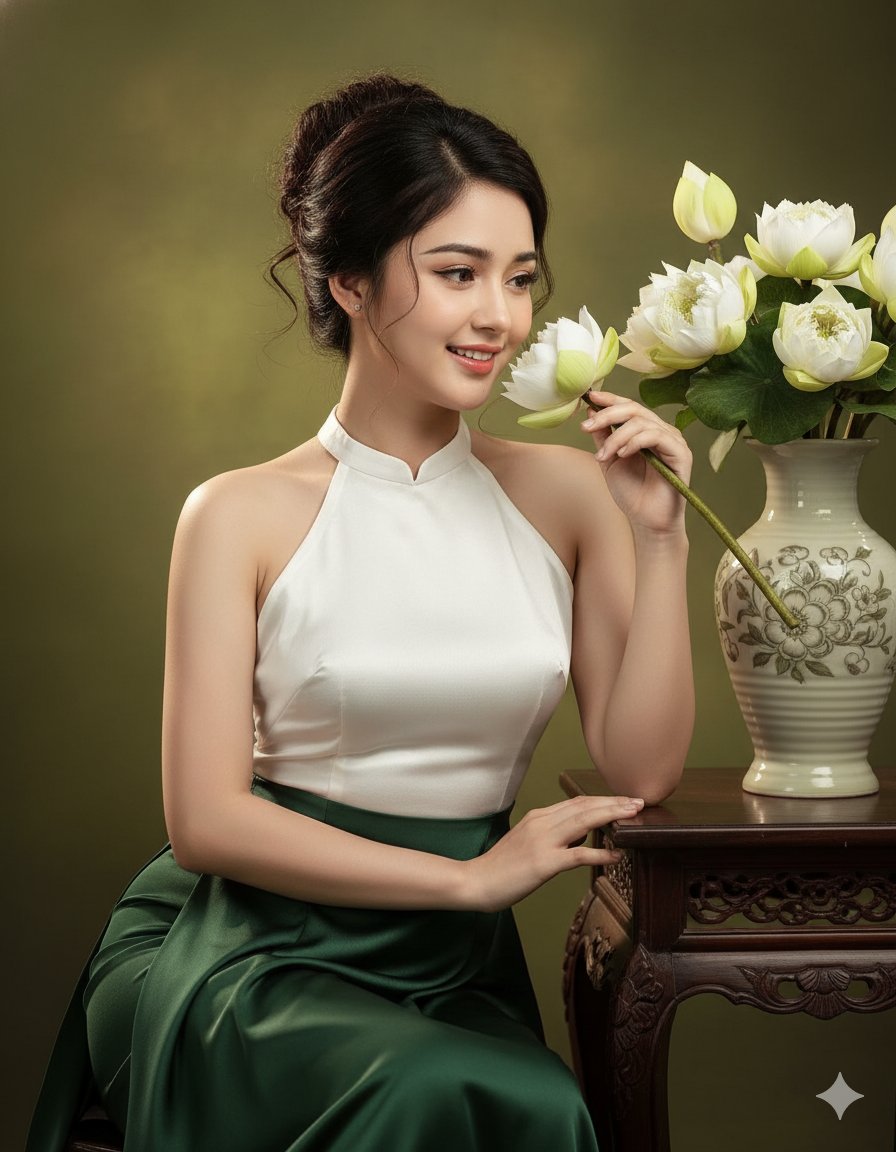 超现实越南女性白莲肖像,静谧优雅的艺术表达