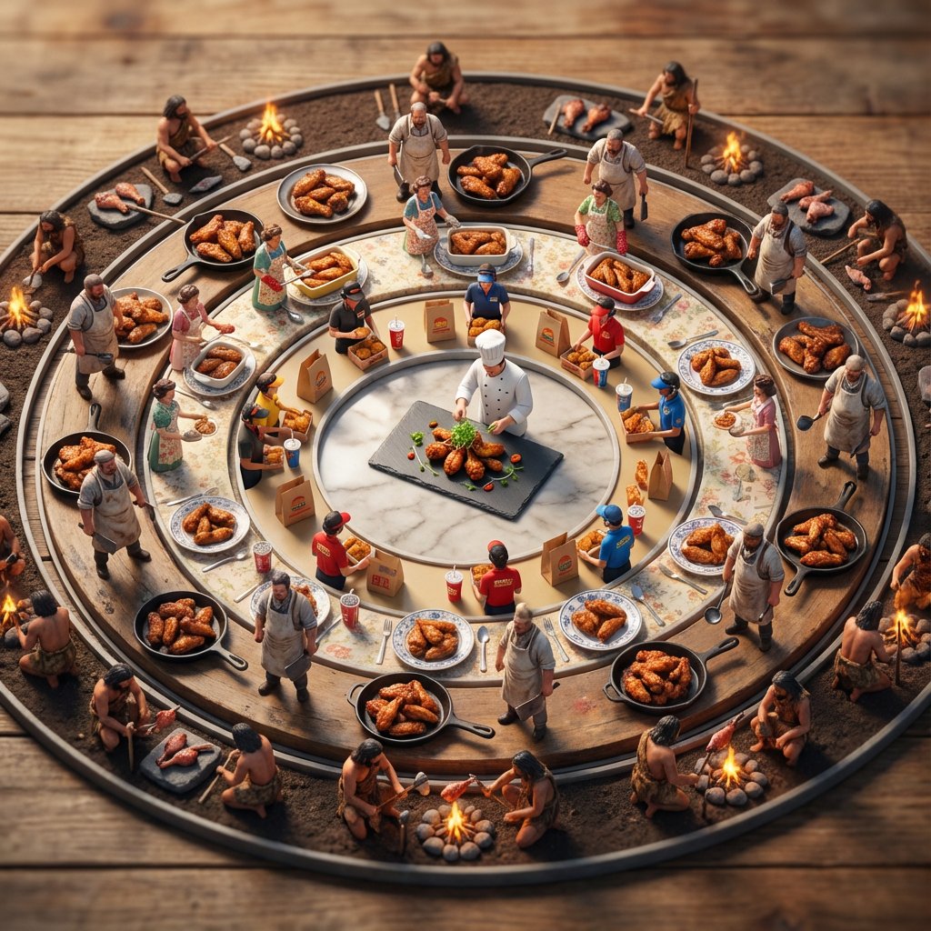 用 Nano Banana Pro 可视化五时代食物历史微缩景观