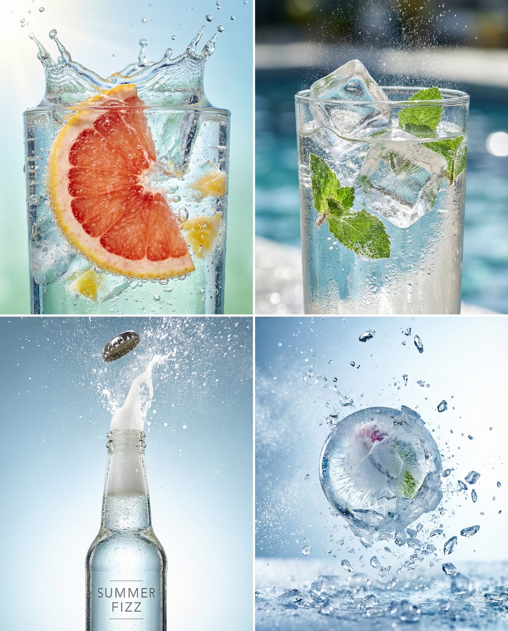 超新鲜柑橘汽水微距系列高端广告级成像与流体动力学