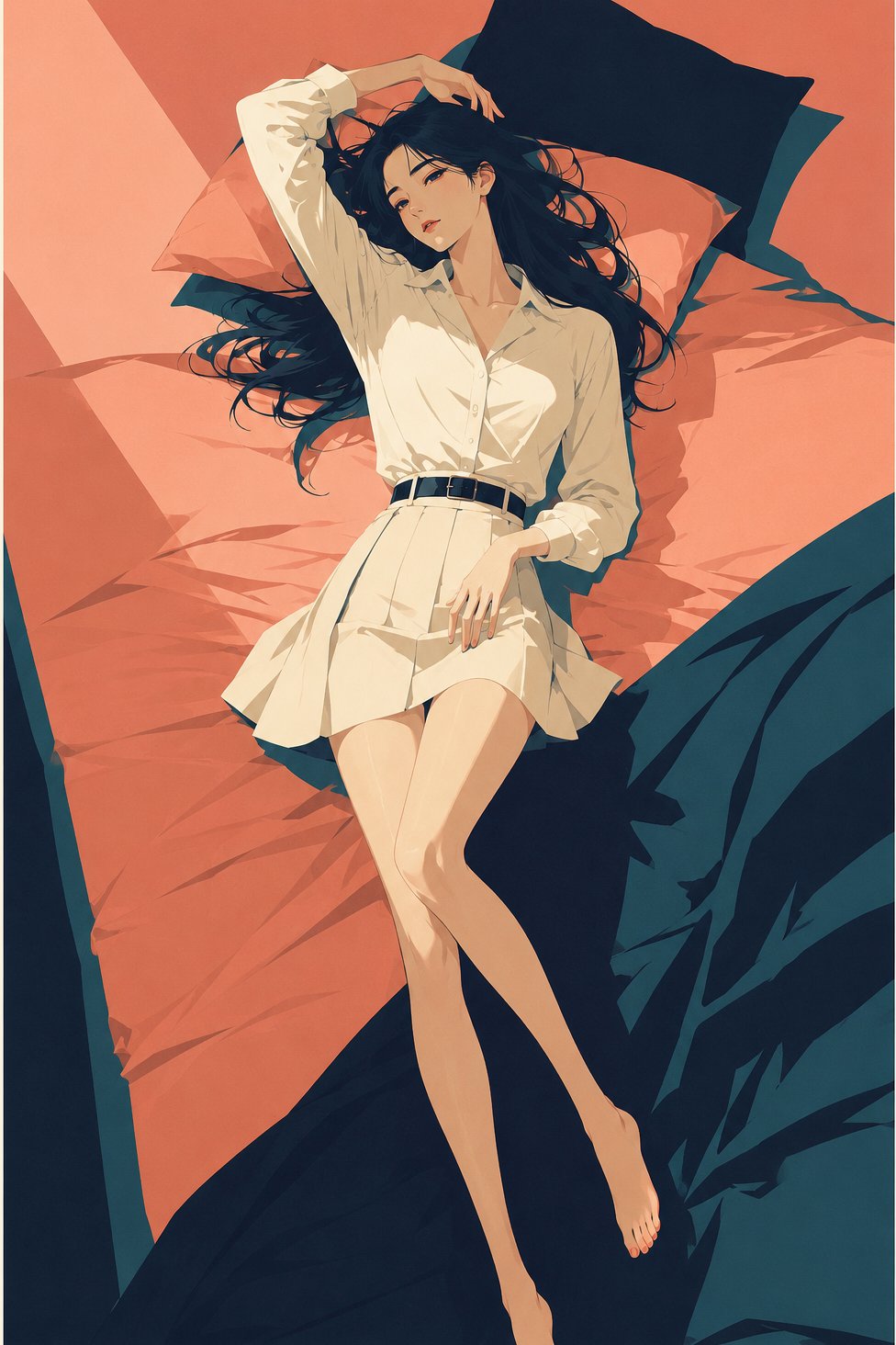 GPT Image2 粉蓝撞色复古旅行海报风日系插画提示词