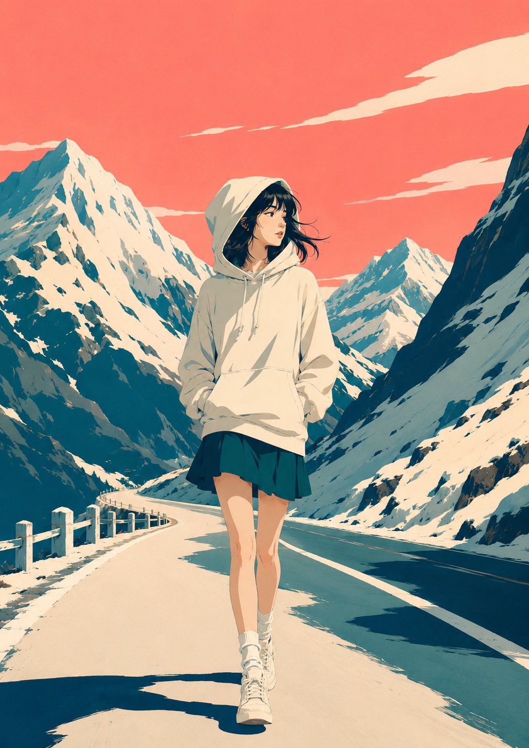 GPT Image2 粉蓝撞色复古旅行海报风日系插画提示词