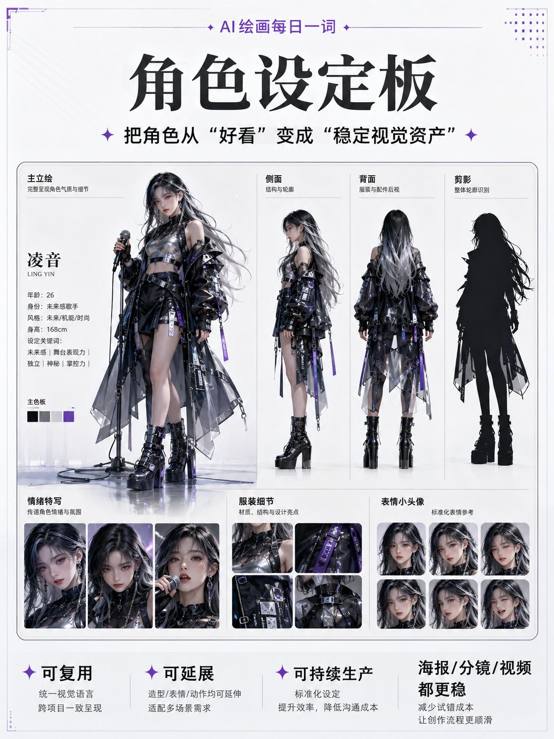 AI角色设定板:锁定统一形象的中文提示词