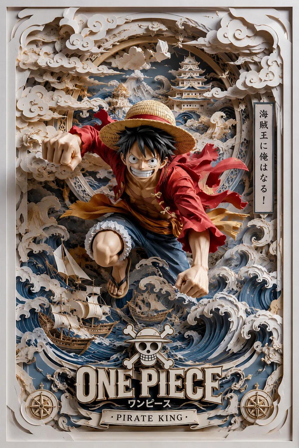 海贼王主题 3D 纸雕影盒海报