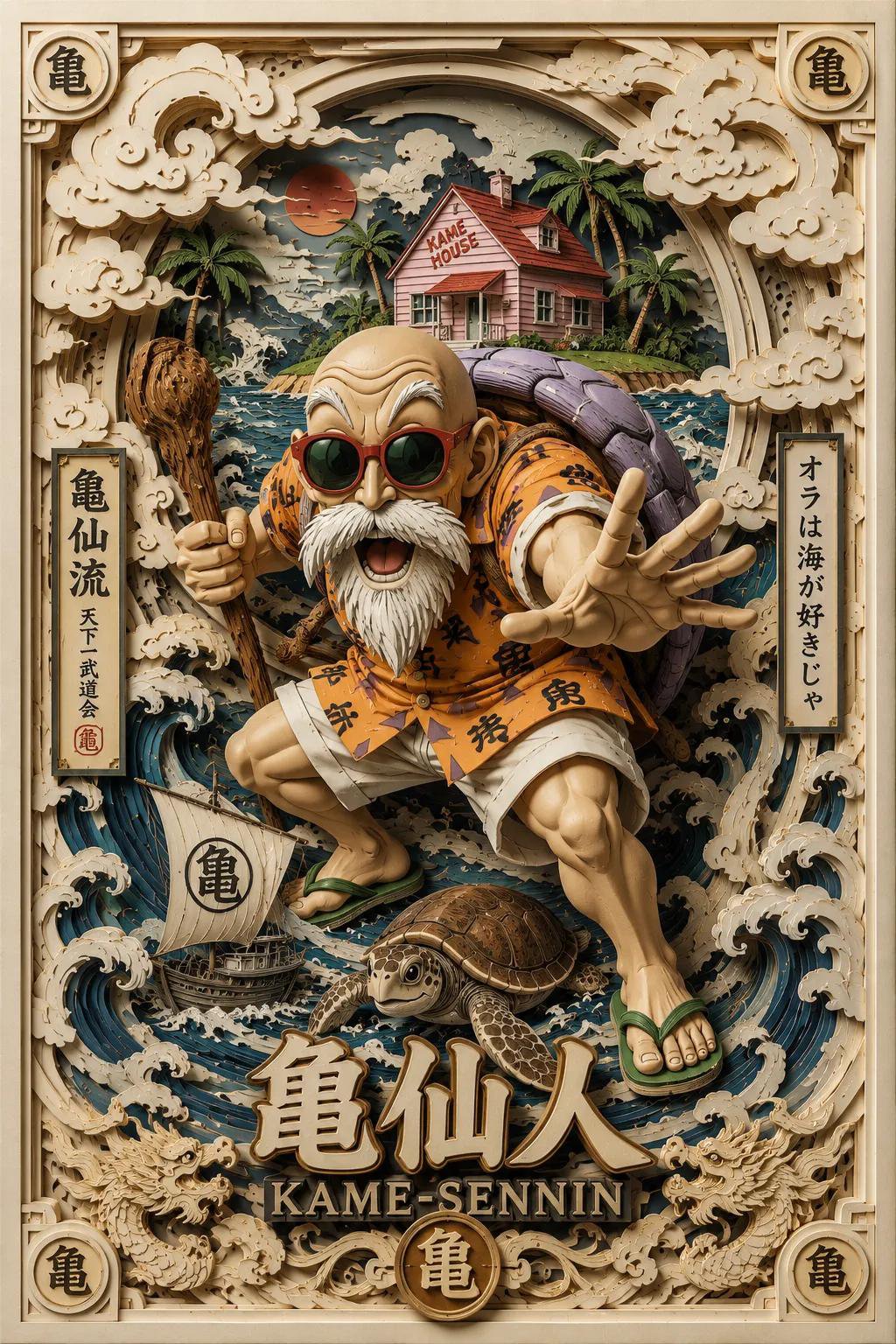 海贼王主题 3D 纸雕影盒海报